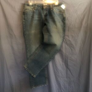 Aeropostale Women's Distressed Straight Leg Blue Jeans